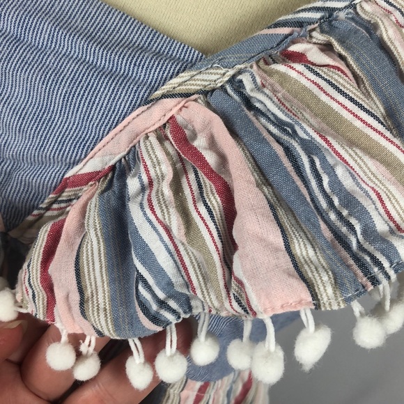 Romeo + Juliet Couture Cute Blue and White Ruffle Fringe Dress - Size Small - Picture 4 of 14